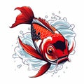 showa koi carp in white background with water splash ai generated