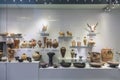 Showcase of artifacts in the Archaeological Museum in Heraklion, Crete,