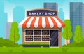 Showcase Bakery Shop Food Store Facade City Cartoon Illustration Royalty Free Stock Photo