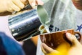 Showcase Barista making Latte art coffee