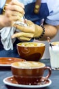 Showcase Barista making Latte art coffee