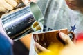 Showcase Barista making Latte art coffee