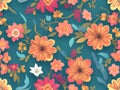 Showcase a Beautiful Floral Seamless Pattern with a Folk-Inspired Design.