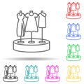 showcase with dresses multi color style icon. Simple thin line, outline vector of mall shopping center icons for ui and ux, Royalty Free Stock Photo