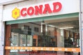 Showcase and signage of a Conad Store Royalty Free Stock Photo