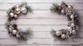 Showcase festive wreaths in a flat lay on a light wooden backdrop