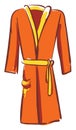 A showcase orange-colored bathrobe over white background vector or color illustration
