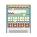 Showcase Refrigerator Dairy Products Royalty Free Stock Photo