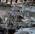Showcase of souvenir shop with gypsum gargoyles in the fortress Carcassonne Royalty Free Stock Photo