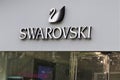 Sign and showcase of a Swarovsky store.