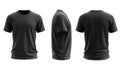 Showcase your apparel design using black t-shirt mock-up template. The t-shirt mock up includes front, side, and back perspectives Royalty Free Stock Photo
