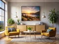 Showcase Your Interior Design Vision A Modern Minimalist Poster Mockup for Stunning Visualizations Royalty Free Stock Photo