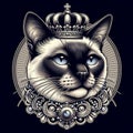 Siamese cat, tattoo, T-shirt print, AI