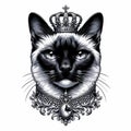 Siamese cat, tattoo, T-shirt print, AI