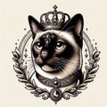 Siamese cat, tattoo, T-shirt print, AI