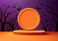 Orange Podium Product Display Mockup, Halloween Concept