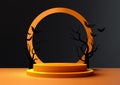 Orange Podium Product Display Mockup, Halloween Concept