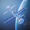 showcases space orbital satellite in aerospace theme Detailed 3D rendering