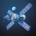 showcases space orbital satellite in aerospace theme Detailed 3D rendering