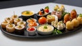 Gourmet CanapÃ©s on White Ceramic Serving Plate Royalty Free Stock Photo