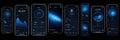 Showcasing a Collection of Mobile Applications Displaying Futuristic Graphics and Data Visualization on Multiple Royalty Free Stock Photo