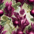 Showcasing fabric or packaging design with a seamless watercolor beet root pattern