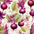 Showcasing fabric or packaging design with a seamless watercolor beet root pattern