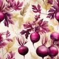 Showcasing fabric or packaging design with a seamless watercolor beet root pattern