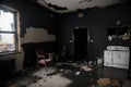 Burnt apartment house interior. Consequences of fire Royalty Free Stock Photo