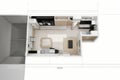 Floor plan icons set for design interior and architectural project (view from above). Furniture thin line icon in top view for lay Royalty Free Stock Photo