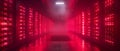 Showcasing Modern Computing Technology: Data Center with Red LED-Lit Server Racks. Concept Technology, Data Center, Computing, Royalty Free Stock Photo