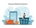 Showcasing options between card, cashless transactions, and cash payments