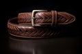 Unveiling the Sophistication: Exclusive Close-Up of a Finely-Stitched Brown Leather Belt!
