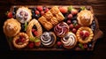 showcasing a variety of pastries such as danishes, turnovers, and fruit tarts. AI Generative