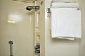 Shower area and towel Royalty Free Stock Photo