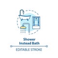 Shower instead bath concept icon