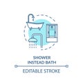 Shower instead bath turquoise concept icon