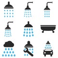 Shower And Bath Vector Icon Set