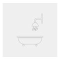 Shower and bathroom. Gray background. Vector illustration.
