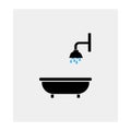 Shower and bathroom. Gray background. Vector illustration.
