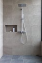 Shower at bathroom. Ã Â¸ÂºBathroom interior with shower stall and soap Gel bottle.