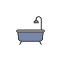 Shower bathtub filled outline icon