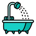Shower bathtub icon, outline style
