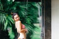 Shower On Beach. Beautiful Fit Woman Taking Shower At Swimming Pool. Girl With Body In Swimsuit Showering Under Royalty Free Stock Photo