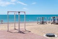 Shower handicapped beach sign sea summer water sky nature vacation, from ocean tourism from drop from light edge