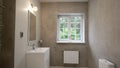 Shower cabin in the bathroom. Spacious and bright modern bathroom with shower. Interior of a luxury hotel bathroom with Royalty Free Stock Photo