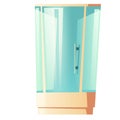 Vector cartoon shower cabin with glass door