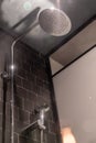 Shower .chromium. in the black bathroom or modern shower