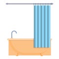 Shower curtain hygiene icon, cartoon style