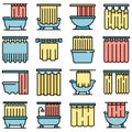 Shower curtain icons set vector flat Royalty Free Stock Photo